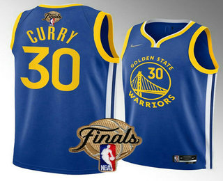 Men's Golden State Warriors #30 Stephen Curry 2022 Royal NBA Finals Stitched Jersey