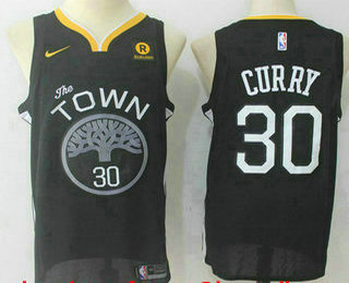 Men's Golden State Warriors #30 Stephen Curry Black 2017-2018 Nike Swingman Stitched NBA Jersey