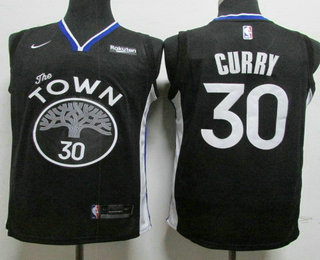 Men's Golden State Warriors #30 Stephen Curry Black 2020 Nike Swingman NEW Rakuten Logo Stitched NBA Jersey