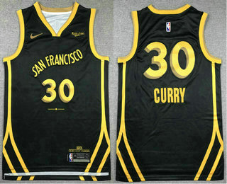 Men's Golden State Warriors #30 Stephen Curry Black 2023 City Icon Sponsor Swingman Jersey