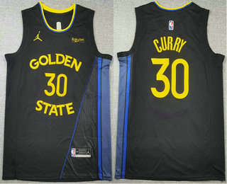 Men's Golden State Warriors #30 Stephen Curry Black 2024 City Edition Swingman Sponsor Stitched Jersey