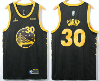 Men's Golden State Warriors #30 Stephen Curry Black FMVP Swingman Jersey