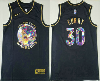 Men's Golden State Warriors #30 Stephen Curry Black Golden Edition 75th Diamon Nike Swingman Stitched Jersey