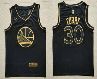 Men's Golden State Warriors #30 Stephen Curry Black Golden Edition Nike Swingman Jersey