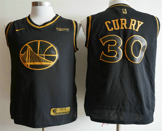 Men's Golden State Warriors #30 Stephen Curry Black Golden Edition Nike Swingman Jersey With The Sponsor Logo