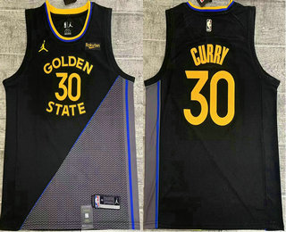 Men's Golden State Warriors #30 Stephen Curry Black Grey 2024 City Edition Swingman Sponsor Stitched Jersey