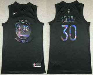 Men's Golden State Warriors #30 Stephen Curry Black Iridescent 2021 Nike Swingman Stitched Jersey