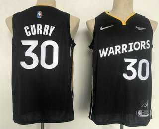 Men's Golden State Warriors #30 Stephen Curry Black MVP 75th Anniversary Diamond Swingman Jersey