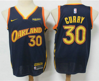 Men's Golden State Warriors #30 Stephen Curry Black NEW 2021 Nike City Edition Stitched Jersey With Sponsor Logo