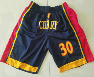 Men's Golden State Warriors #30 Stephen Curry Black Swingman Shorts 001
