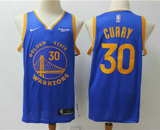 Men's Golden State Warriors #30 Stephen Curry Blue 2010 Nike Swingman NEW Rakuten Logo Stitched NBA Jersey