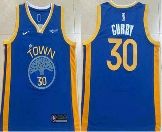 Men's Golden State Warriors #30 Stephen Curry Blue 2022 Icon Swingman Jersey With Sponsor