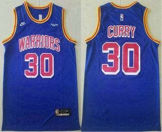 Men's Golden State Warriors #30 Stephen Curry Blue Nike Releases Classic Edition 75th Anniversary Stitched Jersey