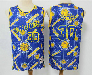 Men's Golden State Warriors #30 Stephen Curry Blue Tear Up Pack Mitchell & Ness Swingman Jeresy