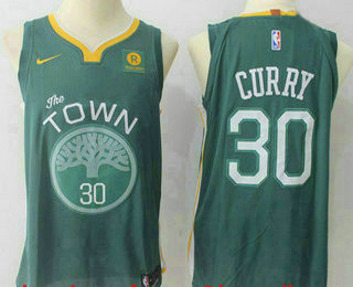 Men's Golden State Warriors #30 Stephen Curry Dark Green 2017-2018 Nike Authentic Rakuten Stitched NBA Jersey