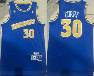 Men's Golden State Warriors #30 Stephen Curry Hardwood Classic Swingman Blue Jersey