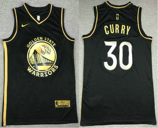 Men's Golden State Warriors #30 Stephen Curry NEW 2020 Black Golden Edition Nike Swingman Jersey