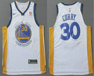 Men's Golden State Warriors #30 Stephen Curry White 2017-2018 Nike Authentic Rakuten Stitched NBA Jersey