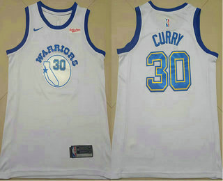 Men's Golden State Warriors #30 Stephen Curry White 2022 Nike City Edition Stitched Swingman Jersey With Sponsor