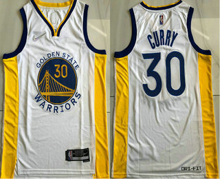 Men's Golden State Warriors #30 Stephen Curry White 75th Anniversary Diamond 2021 Stitched AU Jersey