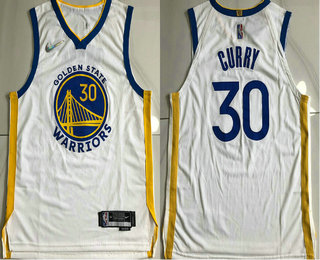 Men's Golden State Warriors #30 Stephen Curry White 75th Anniversary Diamond 2021 Stitched AU Jersey