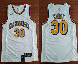 Men's Golden State Warriors #30 Stephen Curry White With Sanfrancisco Style Nike Swingman Stitched NBA Jersey