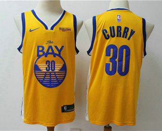 Men's Golden State Warriors #30 Stephen Curry Yellow 2010 Nike Swingman NEW Rakuten Logo Stitched NBA Jersey