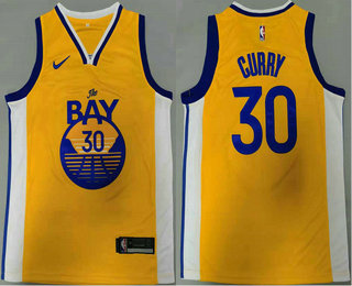 Men's Golden State Warriors #30 Stephen Curry Yellow 2020 Nike Swingman Stitched NBA Jersey