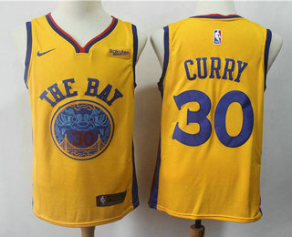 Men's Golden State Warriors #30 Stephen Curry Yellow NBA Swingman City Edition Jersey