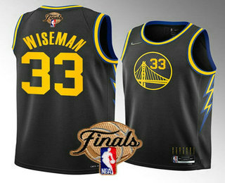 Men's Golden State Warriors #33 James Wiseman 2022 Black NBA Finals Stitched Jersey