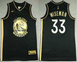 Men's Golden State Warriors #33 James Wiseman NEW 2020 Black Golden Edition Nike Swingman Jersey