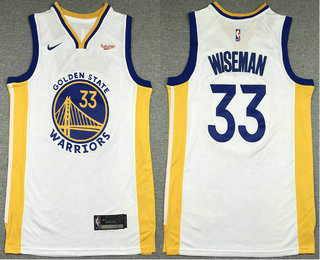 Men's Golden State Warriors #33 James Wiseman White 2019 Nike Swingman NEW Rakuten Logo Stitched NBA Jersey