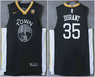 Men's Golden State Warriors #35 Kevin Durant Black 2017-2018 Nike Authentic Rakuten Stitched NBA Jersey