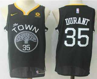 Men's Golden State Warriors #35 Kevin Durant Black 2017-2018 Nike Swingman Rakuten Stitched Jersey