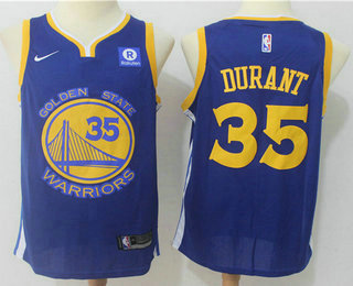 Men's Golden State Warriors #35 Kevin Durant Blue 2017-2018 Nike Swingman Rakuten Stitched NBA Jersey