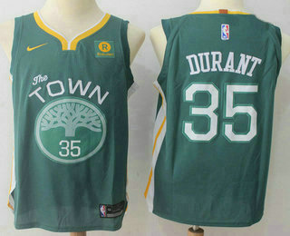 Men's Golden State Warriors #35 Kevin Durant Dark Green 2017-2018 Nike Authentic Rakuten Stitched NBA Jersey