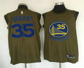 Men's Golden State Warriors #35 Kevin Durant Olive Stitched Nike Swingman Jersey