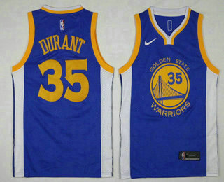 Men's Golden State Warriors #35 Kevin Durant Royal Blue 2017-2018 Nike Swingman Stitched NBA Jersey