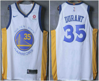 Men's Golden State Warriors #35 Kevin Durant White 2017-2018 Nike Authentic Rakuten Stitched NBA Jersey