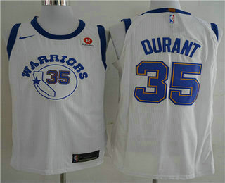 Men's Golden State Warriors #35 Kevin Durant White AU 2017-2018 Nike Swingman Rakuten Stitched Throwback NBA Jersey