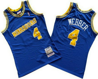 Men's Golden State Warriors #4 Chris Webber Blue 1993 Throwback Swingman Jersey