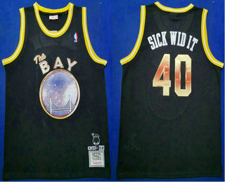 Men's Golden State Warriors #40 Sick Wid It  E-40 X Limited Edition Black Jersey