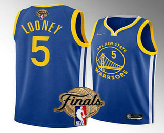 Men's Golden State Warriors #5 Kevon Looney 2022 Blue NBA Finals Stitched Jersey