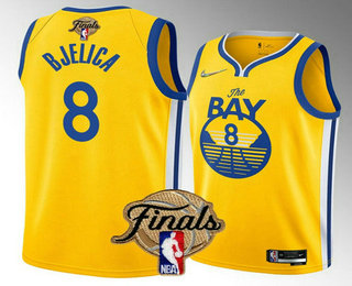 Men's Golden State Warriors #8 Nemanja Bjelica 2022 Yellow NBA Finals Stitched Jersey