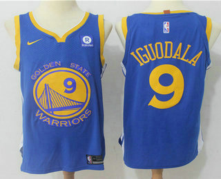 Men's Golden State Warriors #9 Andre Iguodala Blue 2017-2018 Nike Authentic Rakuten Stitched NBA Jersey