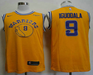 Men's Golden State Warriors #9 Andre Iguodala New Yellow 2019 Nike Swingman Rakuten Stitched NBA Jersey