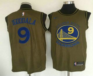 Men's Golden State Warriors #9 Andre Iguodala Olive Stitched Nike Swingman Jersey