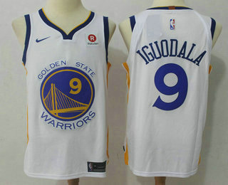 Men's Golden State Warriors #9 Andre Iguodala White 2017-2018 Nike Authentic Rakuten Stitched NBA Jersey