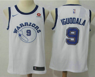 Men's Golden State Warriors #9 Andre Iguodala White 2017-2018 Nike Swingman Rakuten Stitched Throwback Jersey