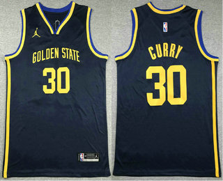 Men's Golden State Warriors 30 Stephen Curry Navy Blue Statement Edition Stitched Jersey